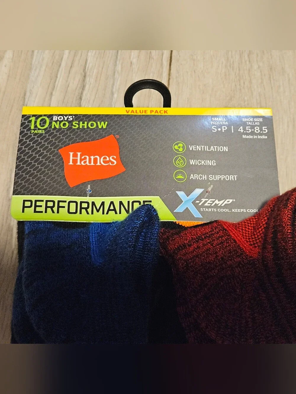 Hanes Boys 10 Pack X-Temp Performance No Show Athletic Socks Size S Shoe 4.5-8.5